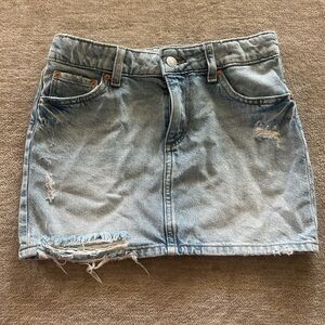 H&M Light Blue Distressed Denim Skirt